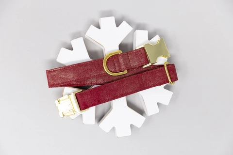 red holiday dog collar