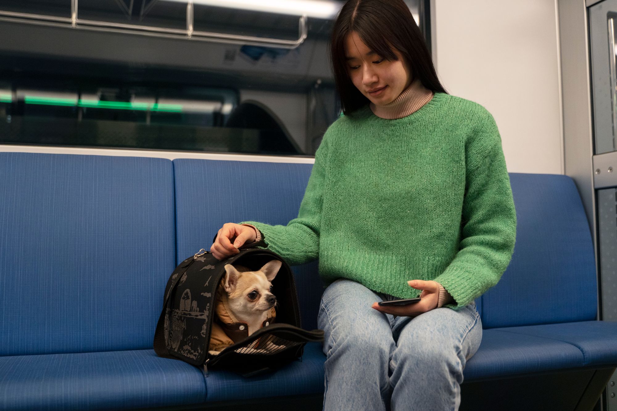 dog in train