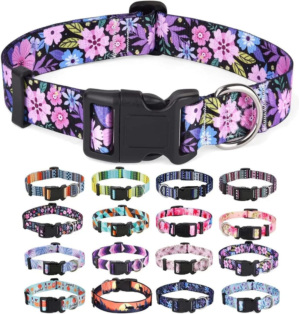 Mihqy Dog Collar with Bohemia Floral Tribal Geometric Patterns 