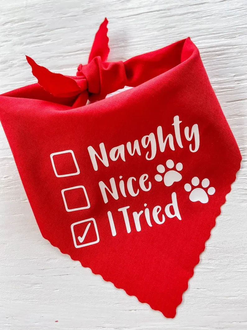 Naughty, Nice, I Tried Christmas Dog Bandana