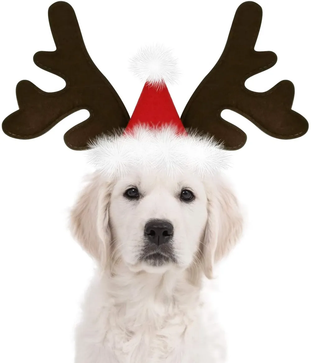 KUDES Dog Christmas Reindeer Antlers