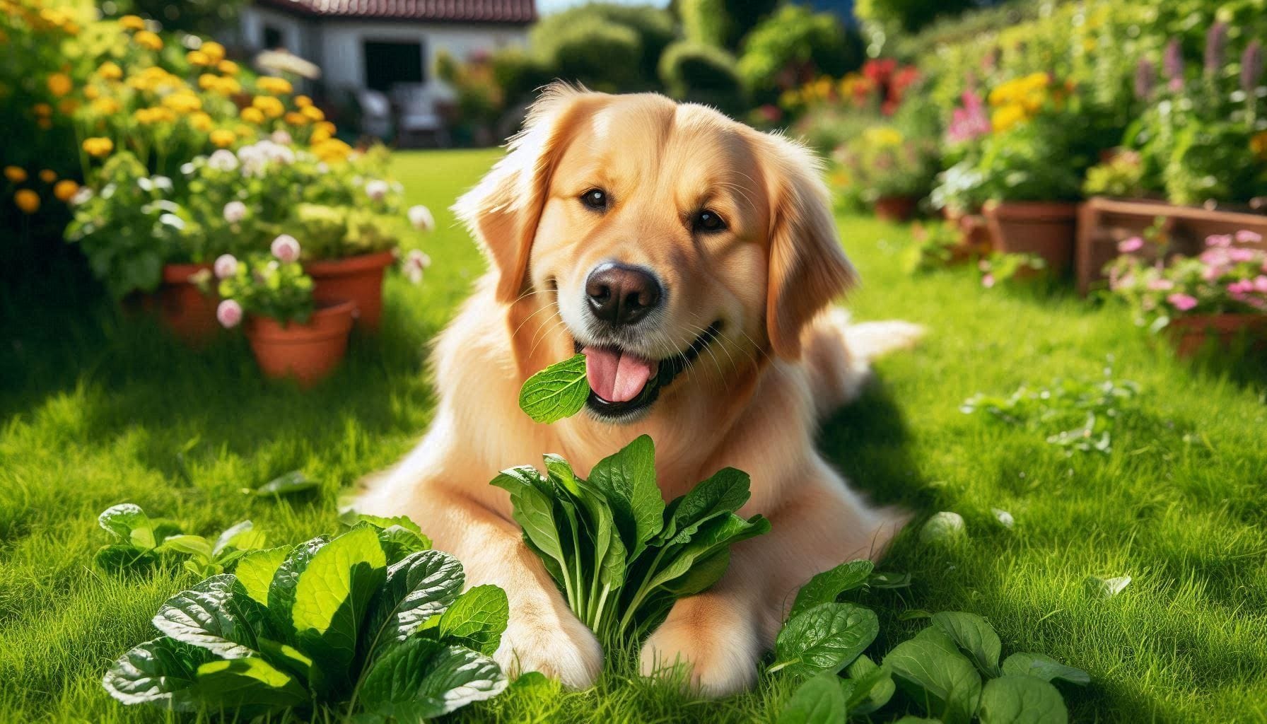 Dogs Eating Sorrel leaves