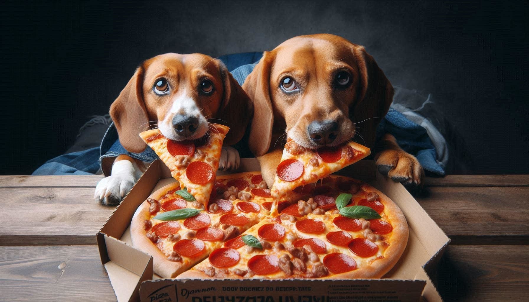 Dogs Eating Pizza Hut Pepperoni Pizza