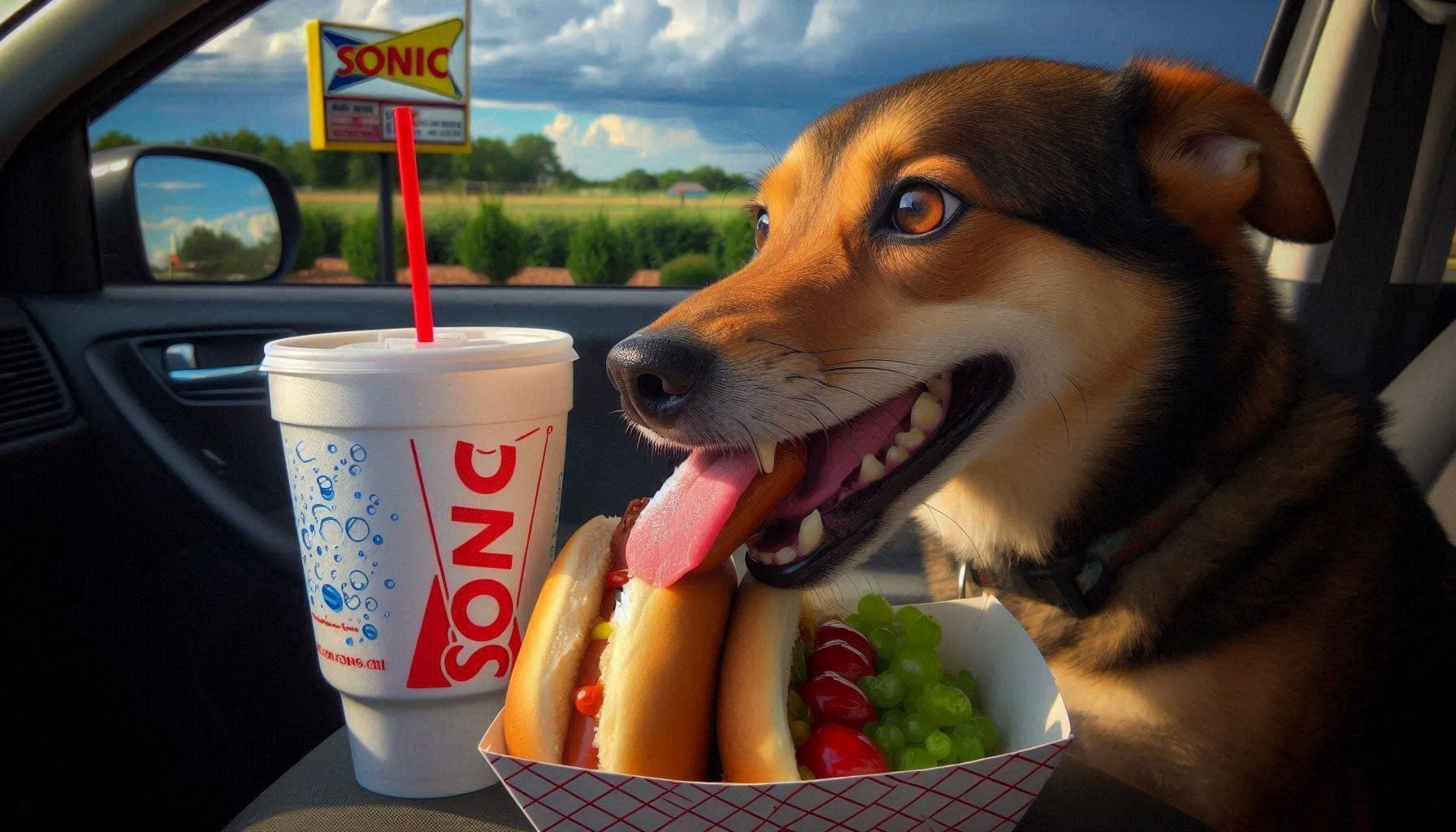 Dogs Eating Sonic Drive-In Hot Dogs