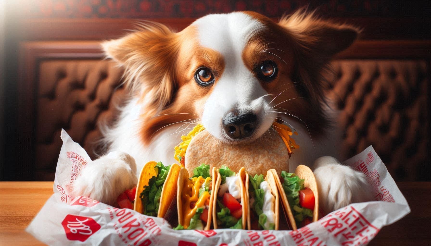 A Dog Eating Jack in the Box Tacos