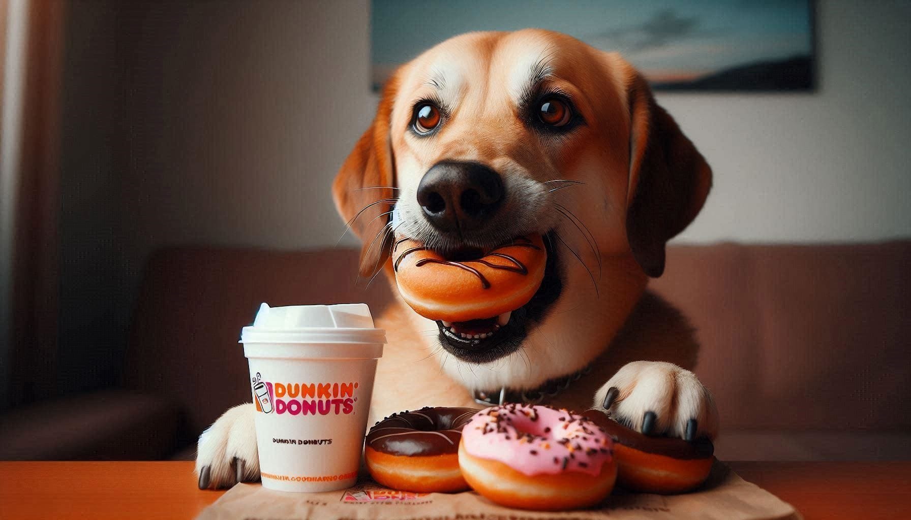 A Dog Eating Dunkin' Donuts