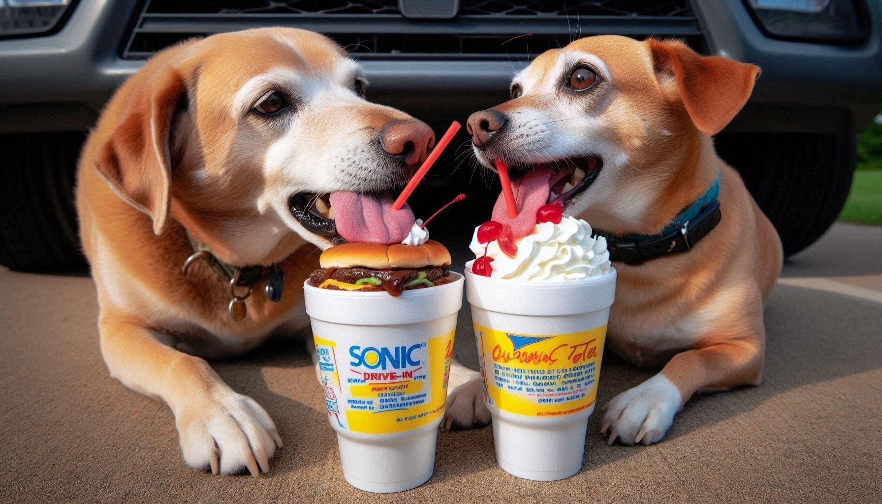 Dogs Eating Sonic Drive-In Milkshakes