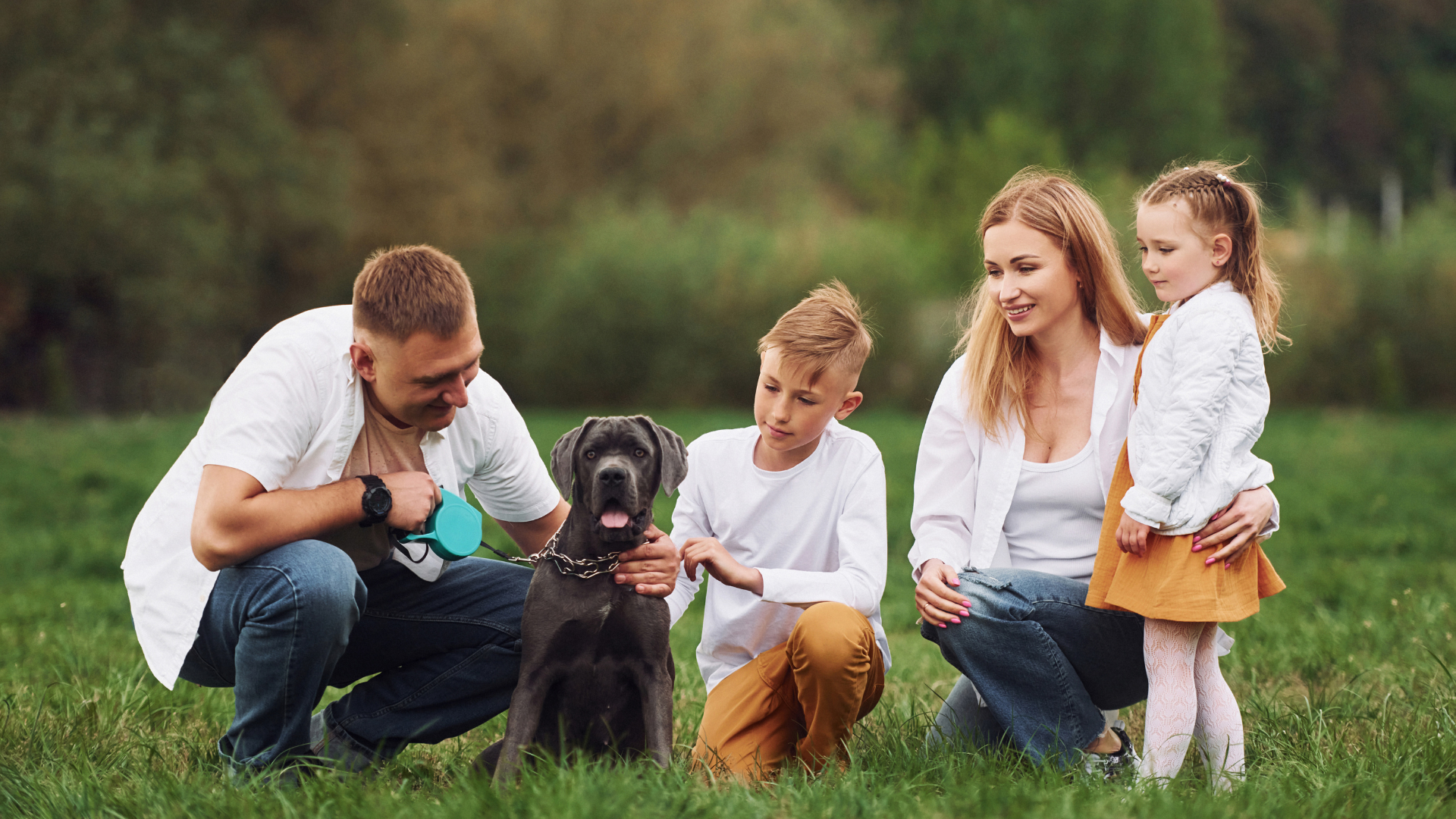 Labrador Retriever with a family