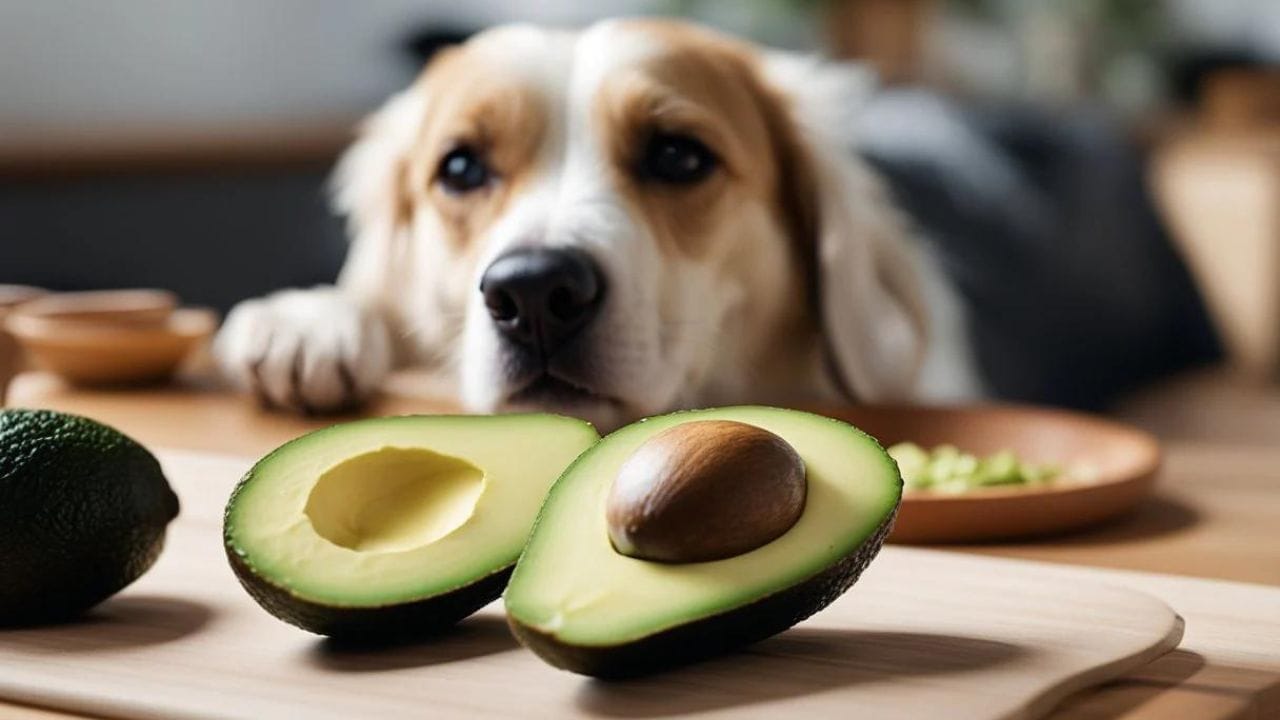 avocado fruits and dog