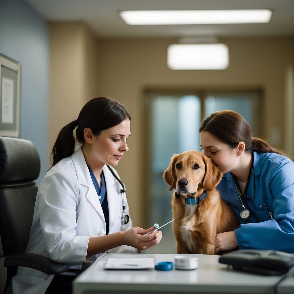 dog at vet center